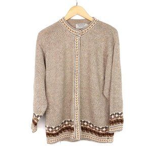 Indigenous Designs Women’s Size L 100% Alpaca Fleece Button Up Handknit Cardigan